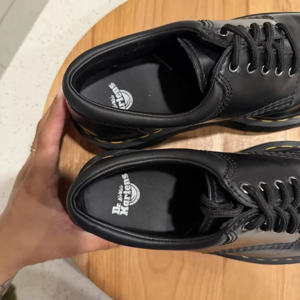 Dr. Martens Shoes Womens 7 8053 Quad Black Leather Platform Oxford Punk Grunge